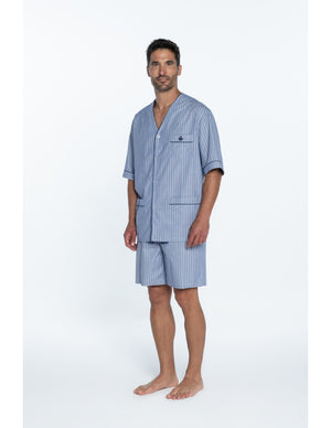 Pijama corto popelín rayas