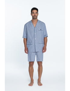 Pijama corto popelín rayas